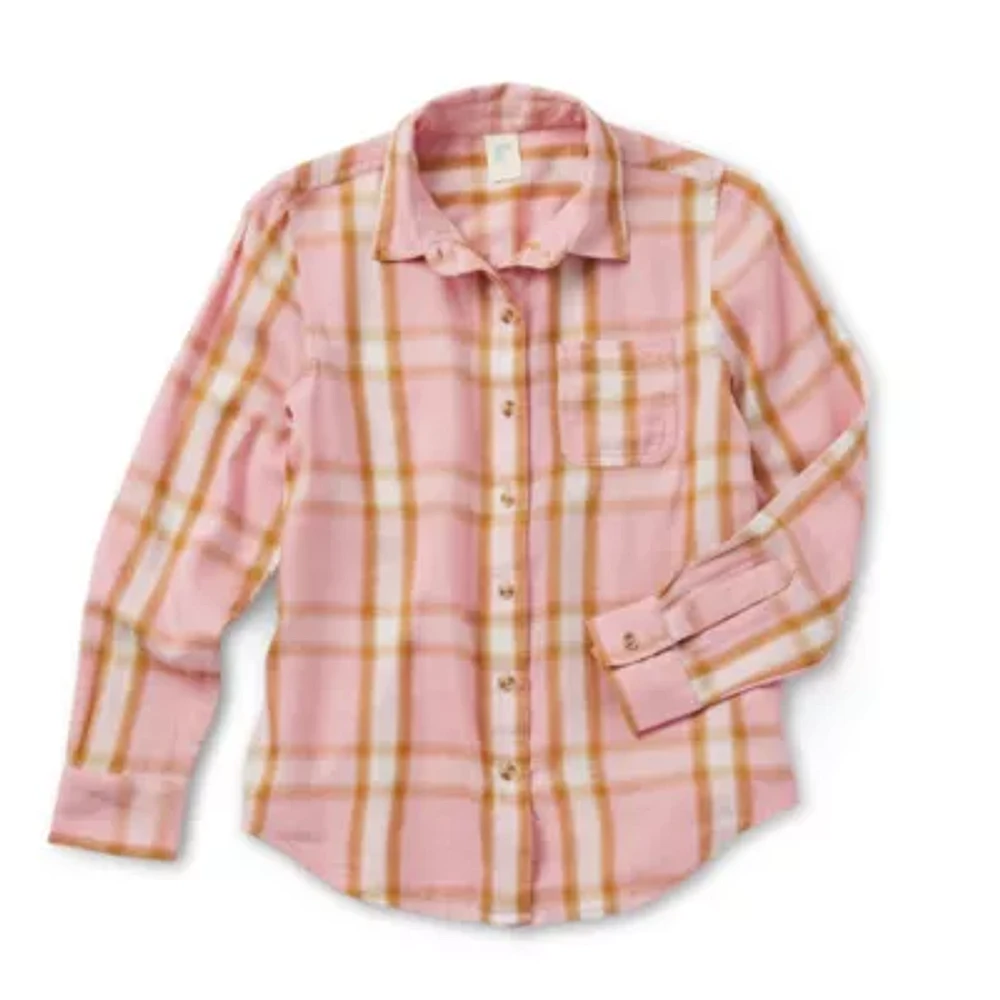 Thereabouts Little & Big Girls Long Sleeve Button-Down Shirt