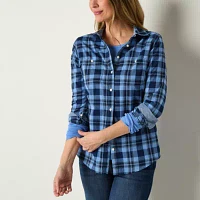 St. John's Bay Womens Long Sleeve Regular Fit Button-Down Shirt