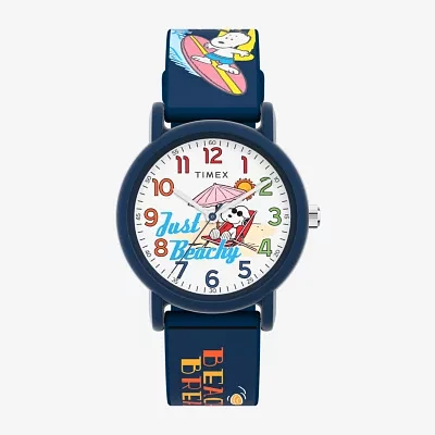 Timex Peanuts Mens Blue Strap Watch Tw2v78600jt