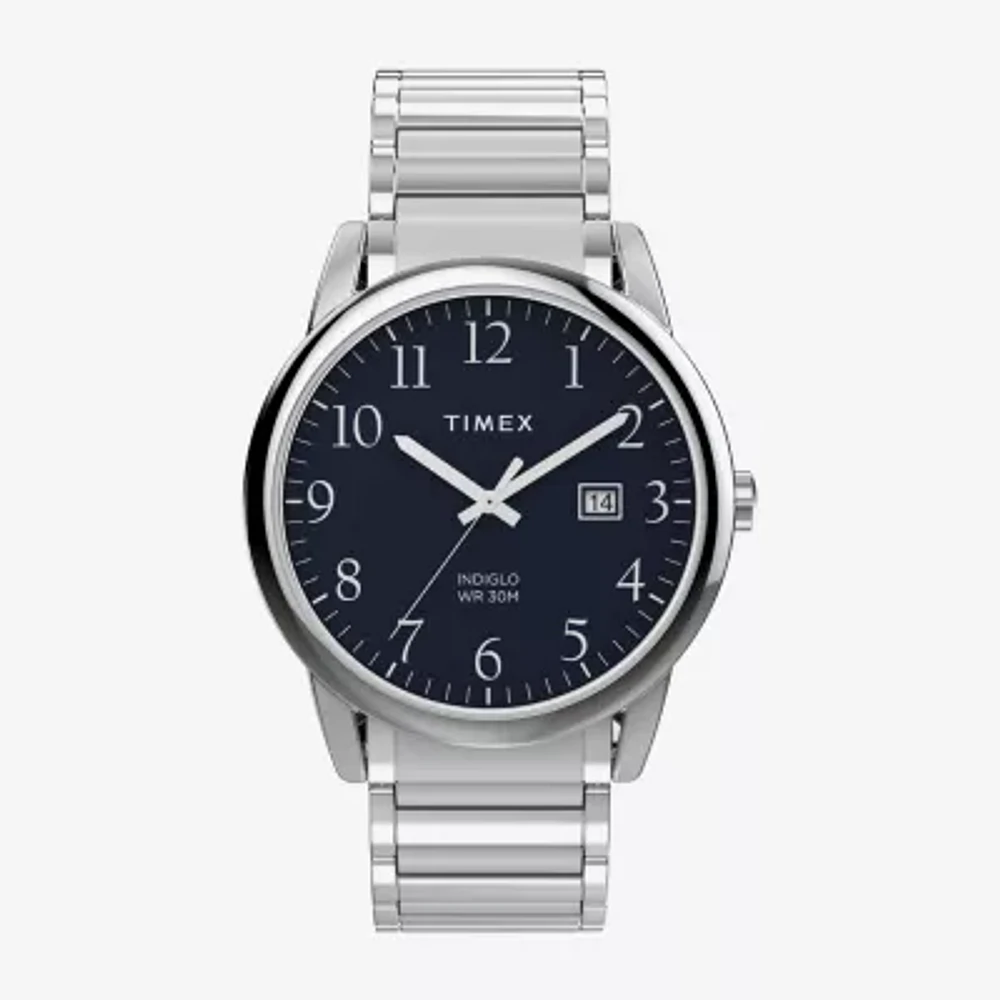 Timex Easy Reader Mens Silver Tone Stainless Steel Strap Watch Tw2w52200jt