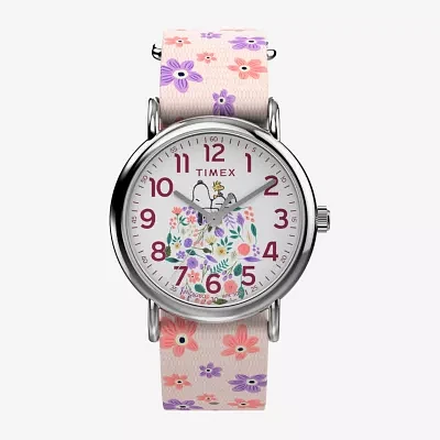 Timex Peanuts Womens Pink Strap Watch Tw2w33200jt