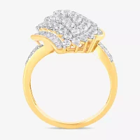 Womens 2 CT. T.W. Lab Grown White Diamond 10K or Yellow Gold Marquise Cluster Cocktail Ring