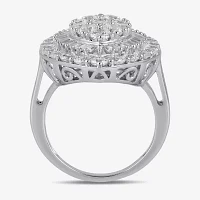 Womens 4 CT. T.W. Lab Grown White Diamond 10K or Yellow Gold Marquise Cluster Halo Cocktail Ring