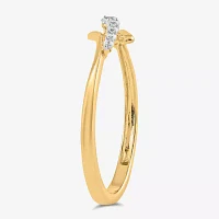 Womens 1/10 CT. T.W. Lab Grown White Diamond 10K Gold Delicate Midi  Cocktail Ring