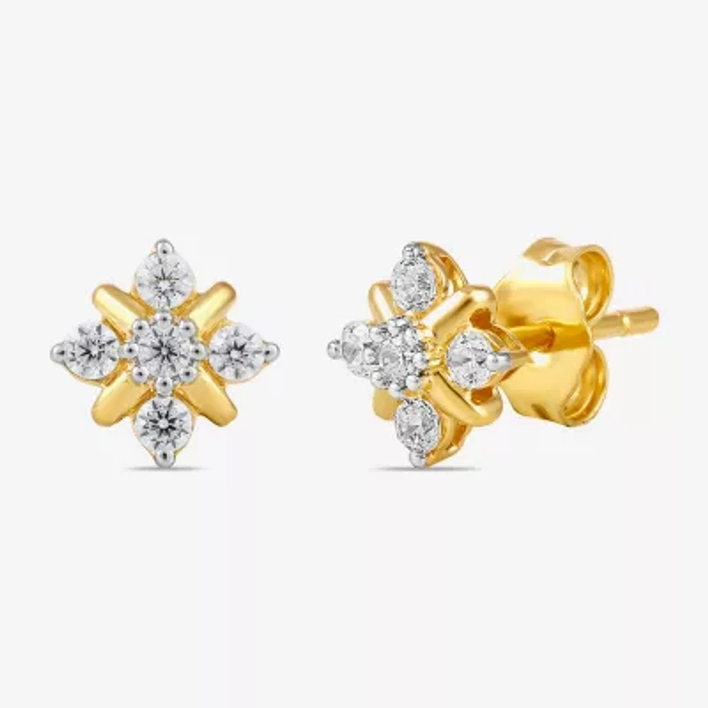 1/4 CT. T.W. Lab Grown White Diamond 14K Gold Over Silver 7.3mm Diamond Stud Earrings