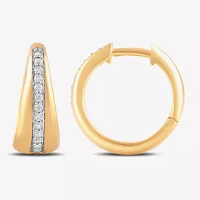 (I1-I2/H) 1/10 CT. T.W. Lab Grown White Diamond 14K Gold Over Silver 15.4mm Hoop Earrings