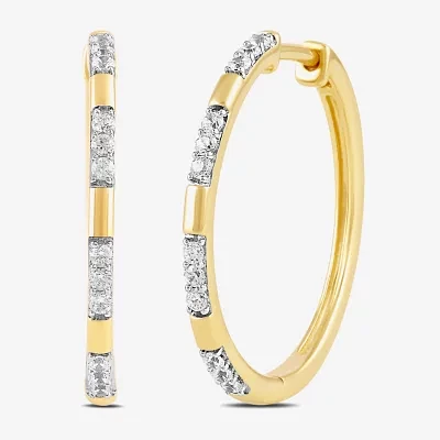 1/4 CT. T.W. Lab Grown White Diamond 14K Gold Over Silver 23.1mm Hoop Earrings