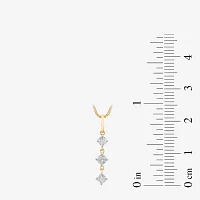 3-Stone (I1-I2/ H) Womens 1/4 CT. T.W. Lab Grown White Diamond 14K Gold Over Silver Pendant Necklace