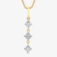 3-Stone (I1-I2/ H) Womens 1/4 CT. T.W. Lab Grown White Diamond 14K Gold Over Silver Pendant Necklace