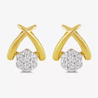 Diamond Blossom 1/10 CT. T.W. Lab Grown White Diamond 14K Gold Over Silver 8.2mm Flower Stud Earrings