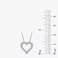 Womens 1/2 CT. T.W. Lab Grown White Diamond Sterling Silver Heart Pendant Necklace