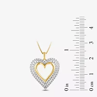 (I1-I2/ H) Womens 1/2 CT. T.W. Lab Grown White Diamond 14K Gold Over Silver Heart Pendant Necklace