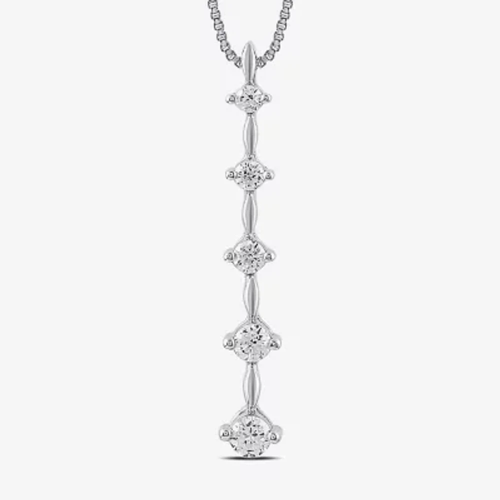 Womens 1/4 CT. T.W. Lab Grown White Diamond Sterling Silver Pendant Necklace