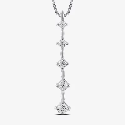 Womens 1/4 CT. T.W. Lab Grown White Diamond Sterling Silver Pendant Necklace