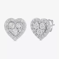 Diamond Blossom (H / I1-I2) 1/3 CT. T.W. Lab Grown White Diamond Sterling Silver 22.5mm Heart Stud Earrings