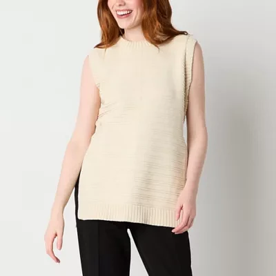 Worthington Womens Crew Neck Sleeveless Pullover Sweater