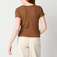 a.n.a Womens Short Sleeve Henley Shirt