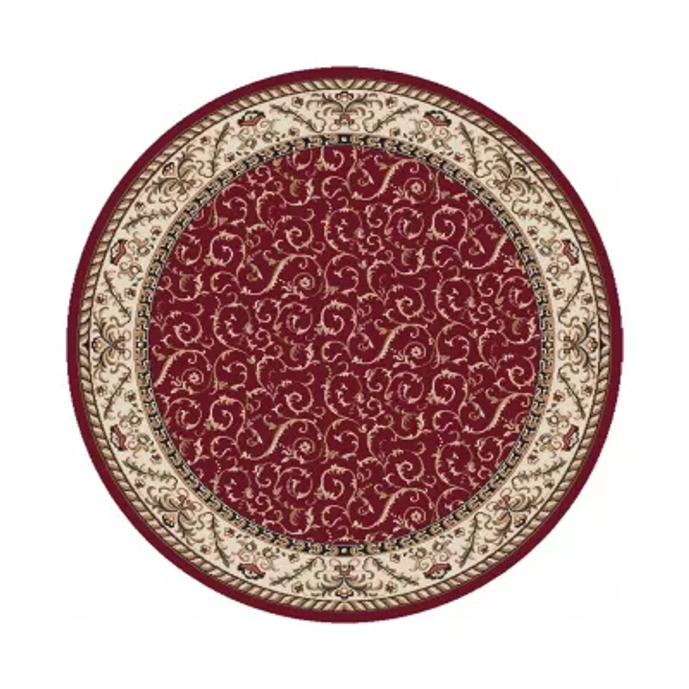Como Scroll Traditional Oriental Indoor Round Area Rug