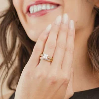 (G / Si2) Womens 2 CT. T.W. Lab Grown White Diamond 10K Two Tone Gold Side Stone Wedding Ring Sets
