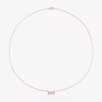Womens Genuine Pink Morganite 10K Rose Gold Bow 17 Inch Pendant Necklace