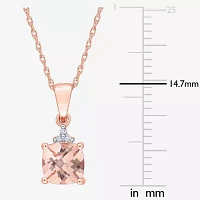 Womens Genuine Pink Morganite 10K Rose Gold Round 17 Inch Pendant Necklace