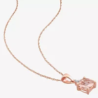 Womens Genuine Pink Morganite 10K Rose Gold Round 17 Inch Pendant Necklace