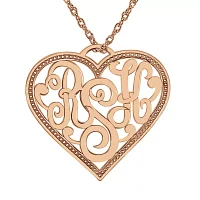 Personalized Script Monogram Initials Heart Pendant Necklace