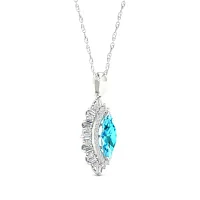 Womens Genuine Blue Topaz Sterling Silver Pendant Necklace