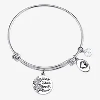 Footnotes Sisters Stainless Steel Flower Bangle Bracelet