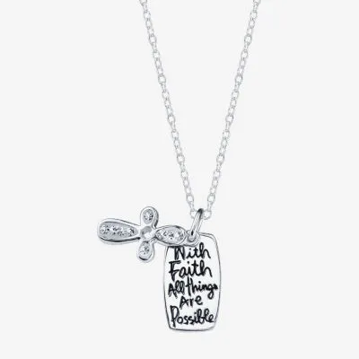 Footnotes Faith Crystal Sterling Silver 16 Inch Cable Cross Pendant Necklace