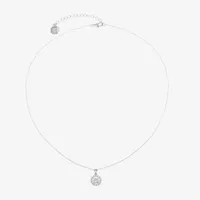 Monet Jewelry Silver Tone Cubic Zirconia 17 Inch Cable Round Pendant Necklace