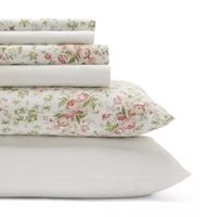 Laura Ashley 200tc 100% Cotton Percale 6-Pc Sheet Set