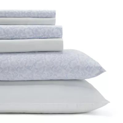 Laura Ashley 200tc 100% Cotton Percale 6-Pc Sheet Set