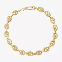 Made in Italy 10K Gold Solid Link Chain Bracelet