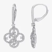 1 CT. T.W. Lab Created White Moissanite Sterling Silver Clover Drop Earrings