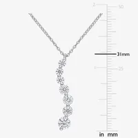 Womens Lab Created White Moissanite Sterling Silver Pendant Necklace