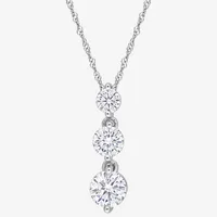 Womens 1 1/2 CT. T.W. Lab Created White Moissanite Sterling Silver Pendant Necklace