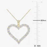 Womens Lab Created White Moissanite 18K Gold Over Silver Heart Pendant Necklace