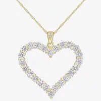 Womens Lab Created White Moissanite 18K Gold Over Silver Heart Pendant Necklace