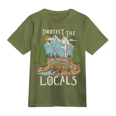 Protect The Locals Mens Crew Neck Short Sleeve Regular Fit Graphic T-Shirt