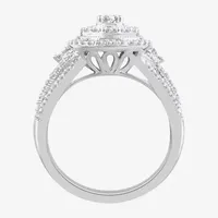 Womens 1 CT. T.W. Natural White Diamond 10K Gold Oval Halo Engagement Ring