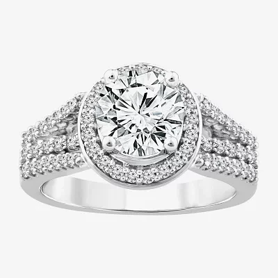 Womens 1 1/2 CT. T.W. Natural White Diamond 14K Gold Round Halo Engagement Ring