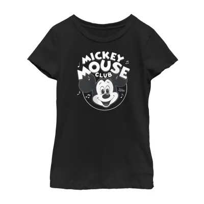 Disney Collection Little & Big Girls D100 Crew Neck Short Sleeve Mickey and Friends Mouse Graphic T-Shirt