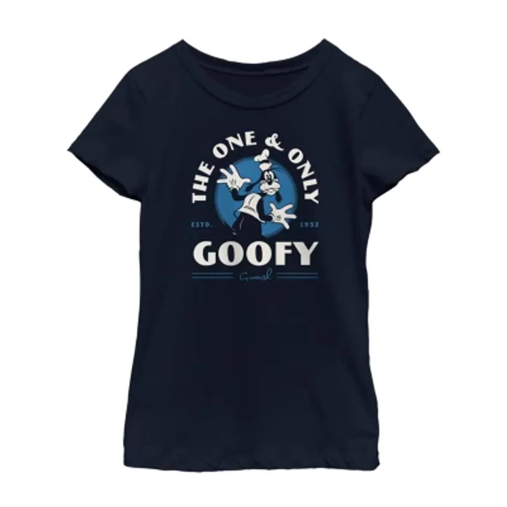 Disney Collection Little & Big Girls D100 Crew Neck Short Sleeve Mickey and Friends Goofy Graphic T-Shirt