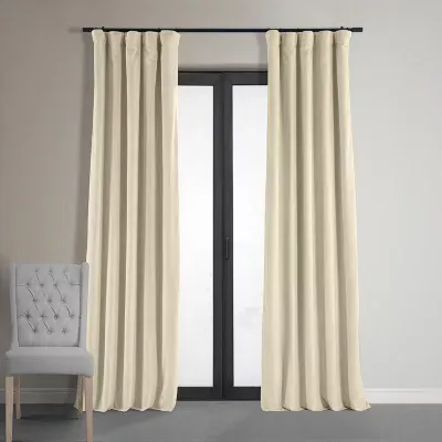 Exclusive Fabrics & Furnishing Signature Velvet Light-Filtering Rod Pocket Back Tab Single Curtain Panel