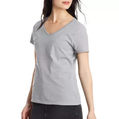 Hanes Womens V Neck Short Sleeve T-Shirt