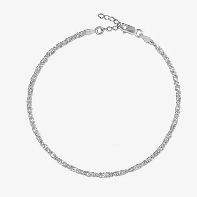 Sterling Silver 10" 2.9mm Singapore Ankle Bracelet