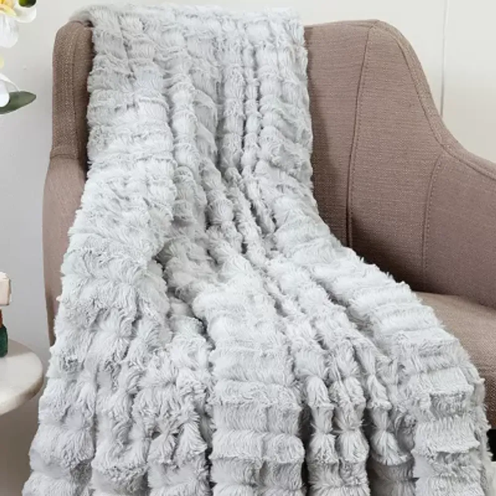 Swift Home Reversible Embossed Faux Fur and Micro-Mink Plush Throw Blanket