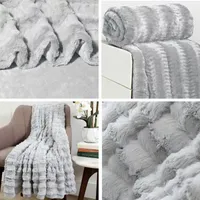 Swift Home Reversible Embossed Faux Fur and Micro-Mink Plush Throw Blanket