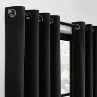 Eclipse Luxury Cotton Velvet Energy Saving 100% Blackout Grommet Top Single Curtain Panel